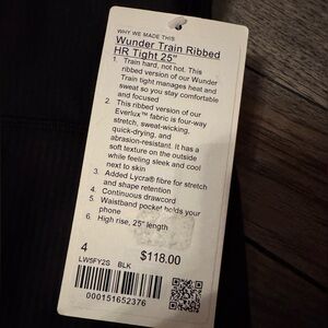 lululemon athletica Wunder Train Ribbed HR Tight 25" Black